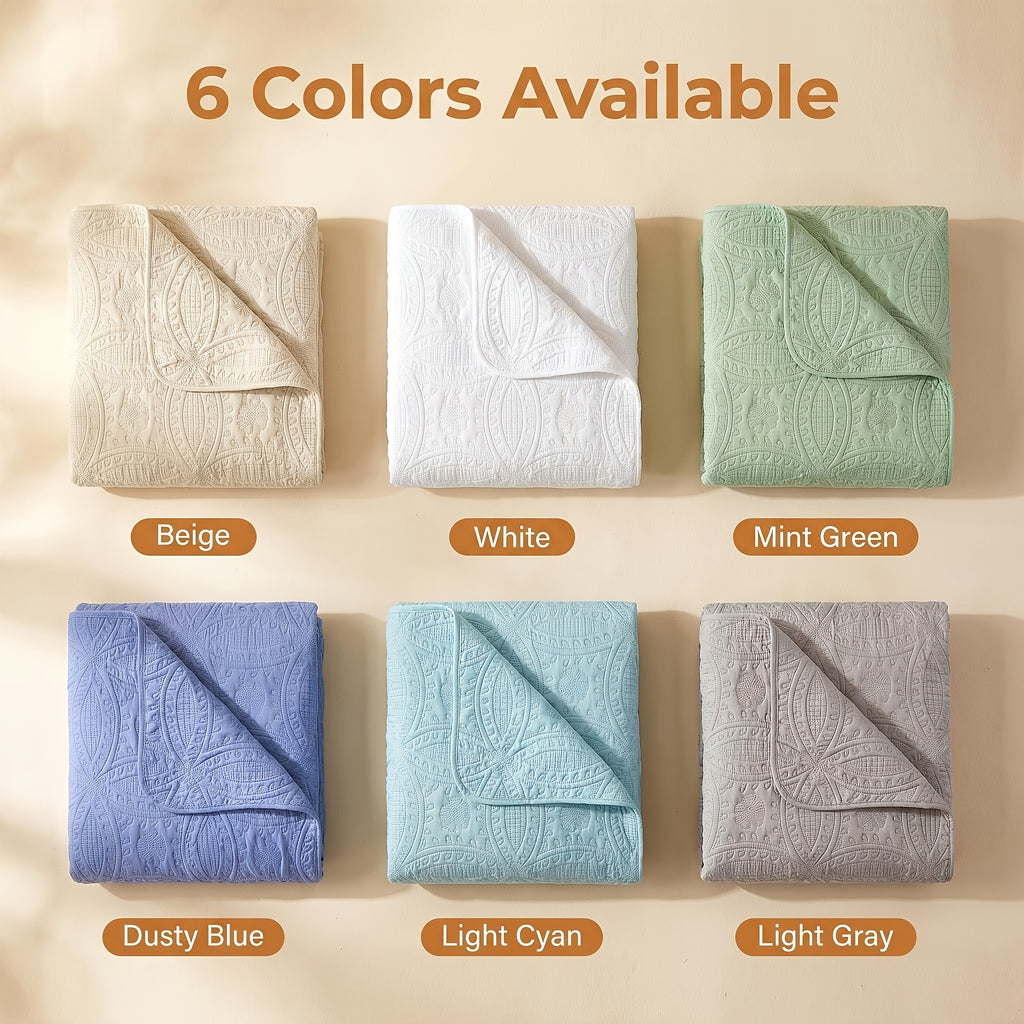 Quilted Bedspread Set Lightweight Cooling Coverlet with Pillow Shams Twin Queen King Soft Breathable Summer Bedding Set Machine Washable