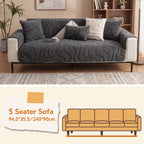 Velvet Sofa Cover Non-Slip Washable Plush Couch Slipcover Pet Friendly Thick Padded Furniture Protector 1 2 3 4 5 Seat Living Room Bedroom