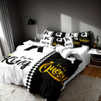 Valentine's Day Duvet Cover Set 3pcs – Crown Queen & King Print Soft Breathable Polyester Bedding, Machine Washable, Includes Duvet Cover & 2 Pillow Covers, Romantic Gift for Couples