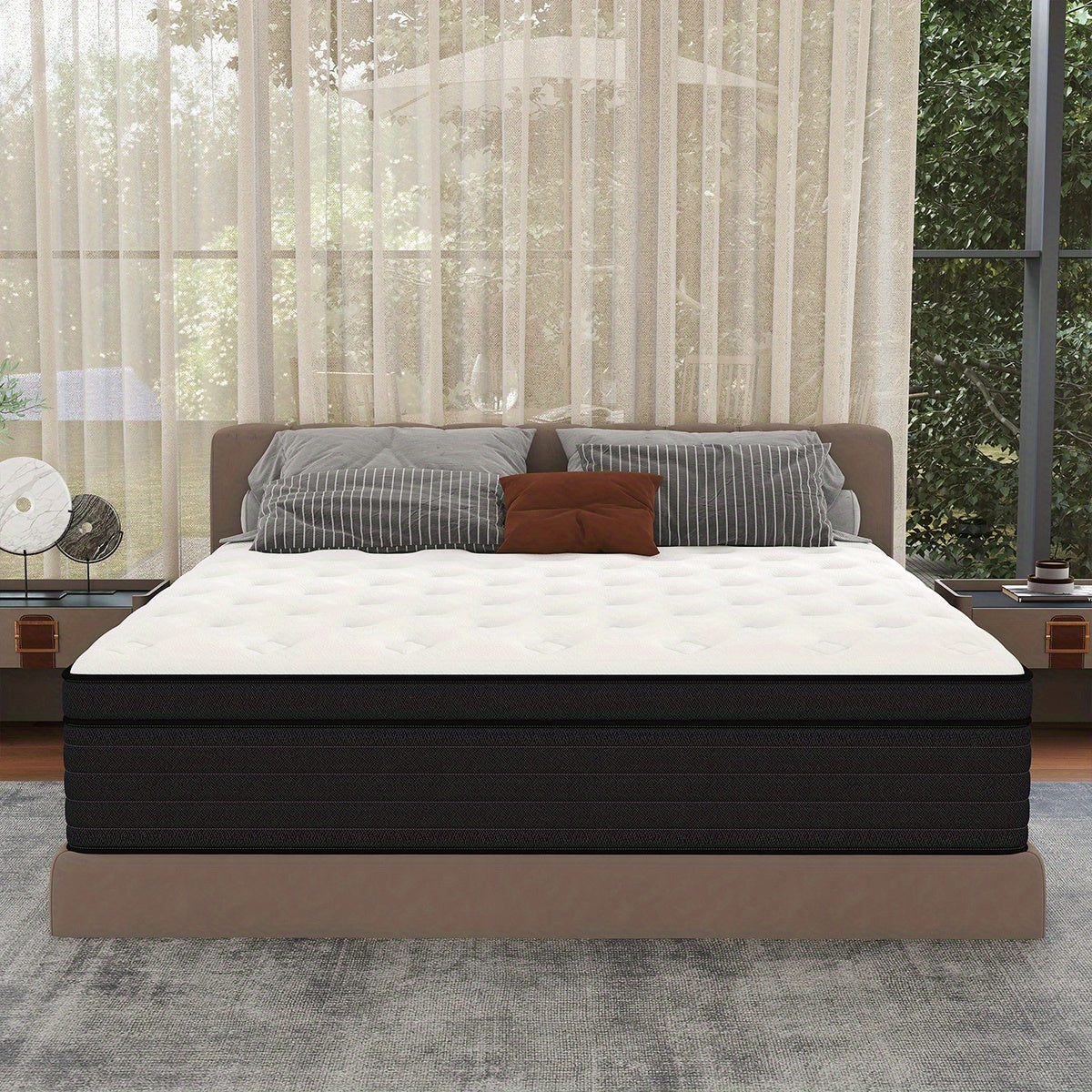 Hybrid Mattress Bed-in-a-Box | 10", 12" & 14" Pocket Spring + Memory Foam, Spinal Support, Fire-Resistant – Twin, Full, Queen, King
