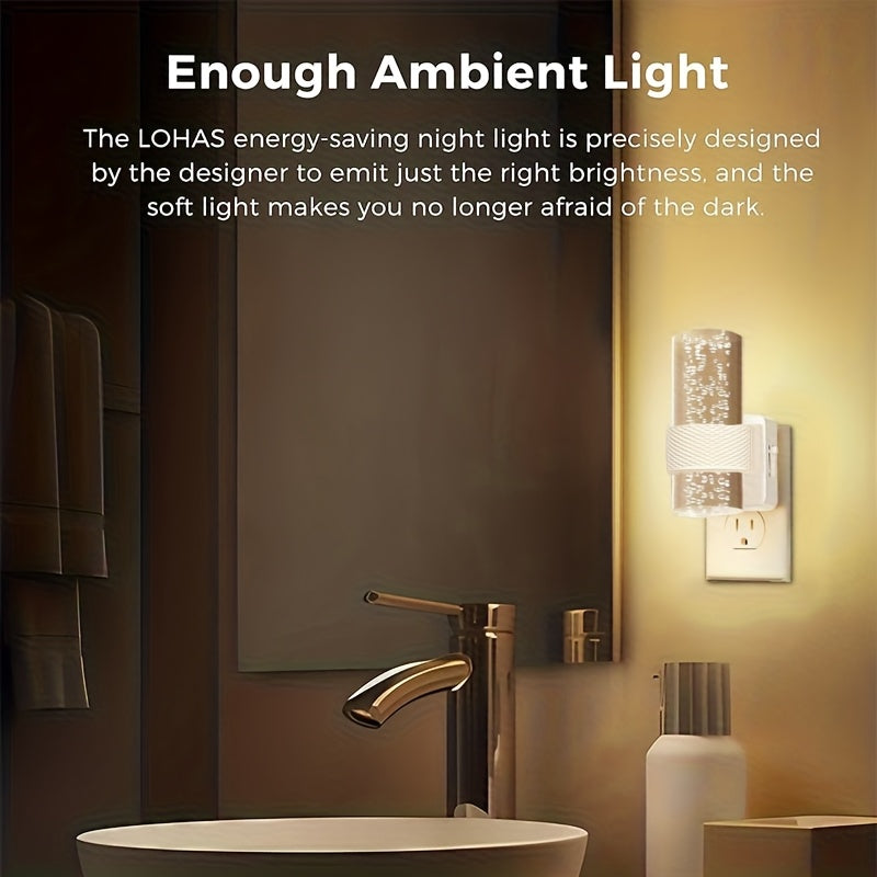 LED Night Lights Plug into Wall, 2 Pack 3000K Dimmable – Auto Dusk-to-Dawn Light Sensor, Adjustable Brightness, Modern Wall Mount for Hallway, Bedroom, Bathroom & Nursery – White & Black