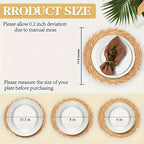 6pcs Natural Rattan Round Placemats 11.8in Heat Resistant Non-Slip Bohemian Wicker Table Mats for Dining Wedding Christmas Thanksgiving
