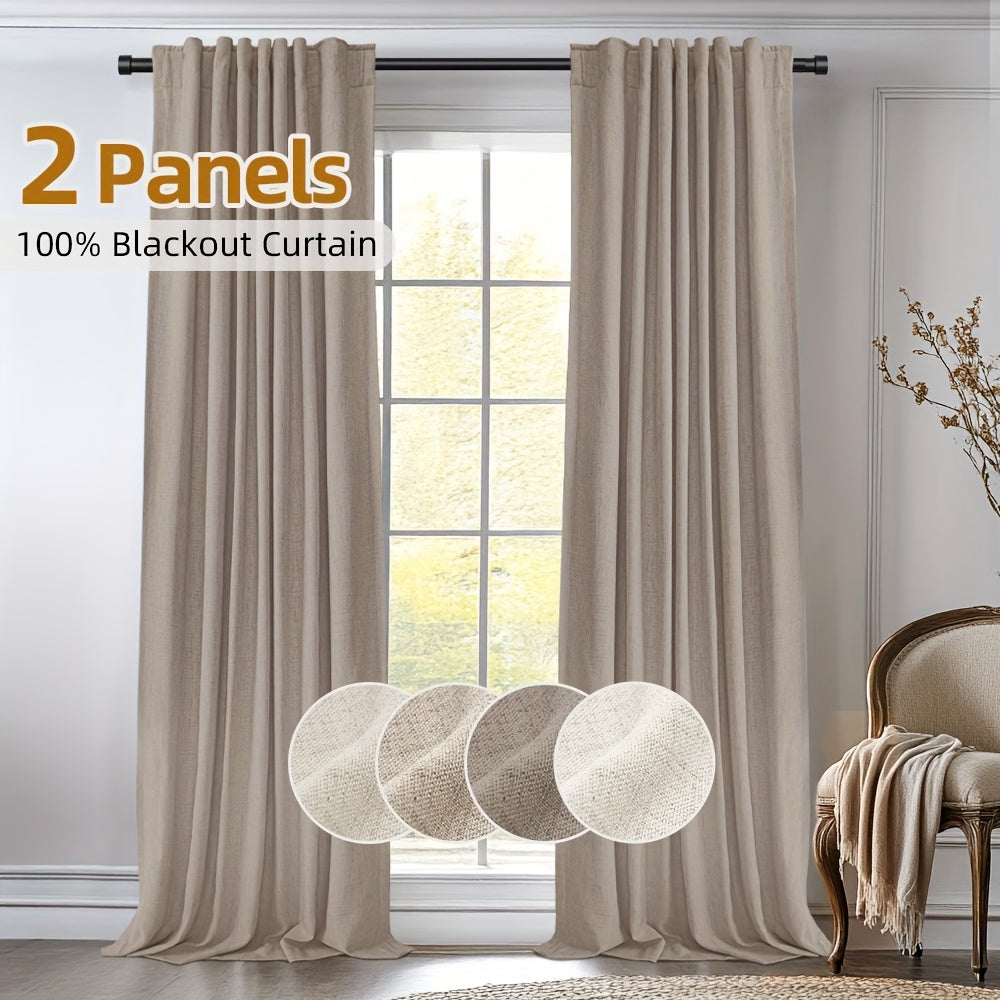 Back Tab Blackout Curtains 2 or 4 Panels – 100% Light Blocking Thermal Insulated Window Drapes for Living Room, Bedroom & Office, 50"W Multiple Lengths, 9 Colors