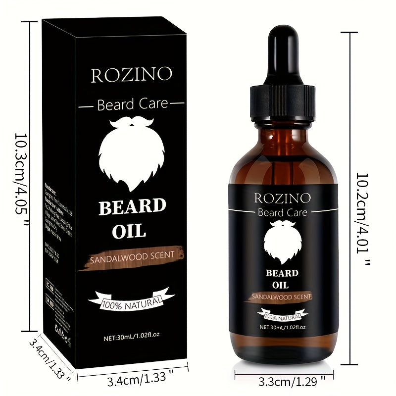 Sandalwood Beard Care Essential Oil 30ml, Plant-Based Beard Oil for Men, Moisturizes Softens & Smooths Facial Hair for a Polished Well-Groomed Look