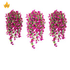 Morning Glory Artificial Hanging Flowers 3pcs with Persian Grass & Eucalyptus – UV-Resistant Faux Floral Bundle in Mix & Fuchsia, Outdoor Home Office Garden Decor, Mother’s Day & Thanksgiving Gift