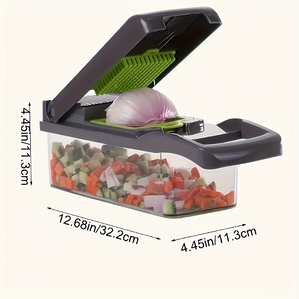 22-in-1 Vegetable Chopper & Mandoline Slicer with Container – 8 Interchangeable Blades, Onion Chopper, Food Dicer, Egg Separator & Finger Guard – All-in-One Kitchen Gadget for Veggie & Fruit Prep