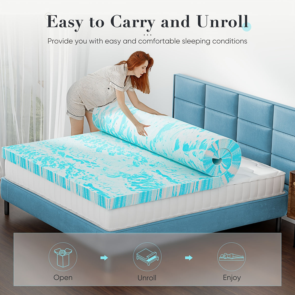 Memory Foam Mattress Topper CertiPUR-US Certified | Cooling Gel | 2" 3" 4" Thick | Standard & 5-Zone | Twin Full Queen King Cal-King