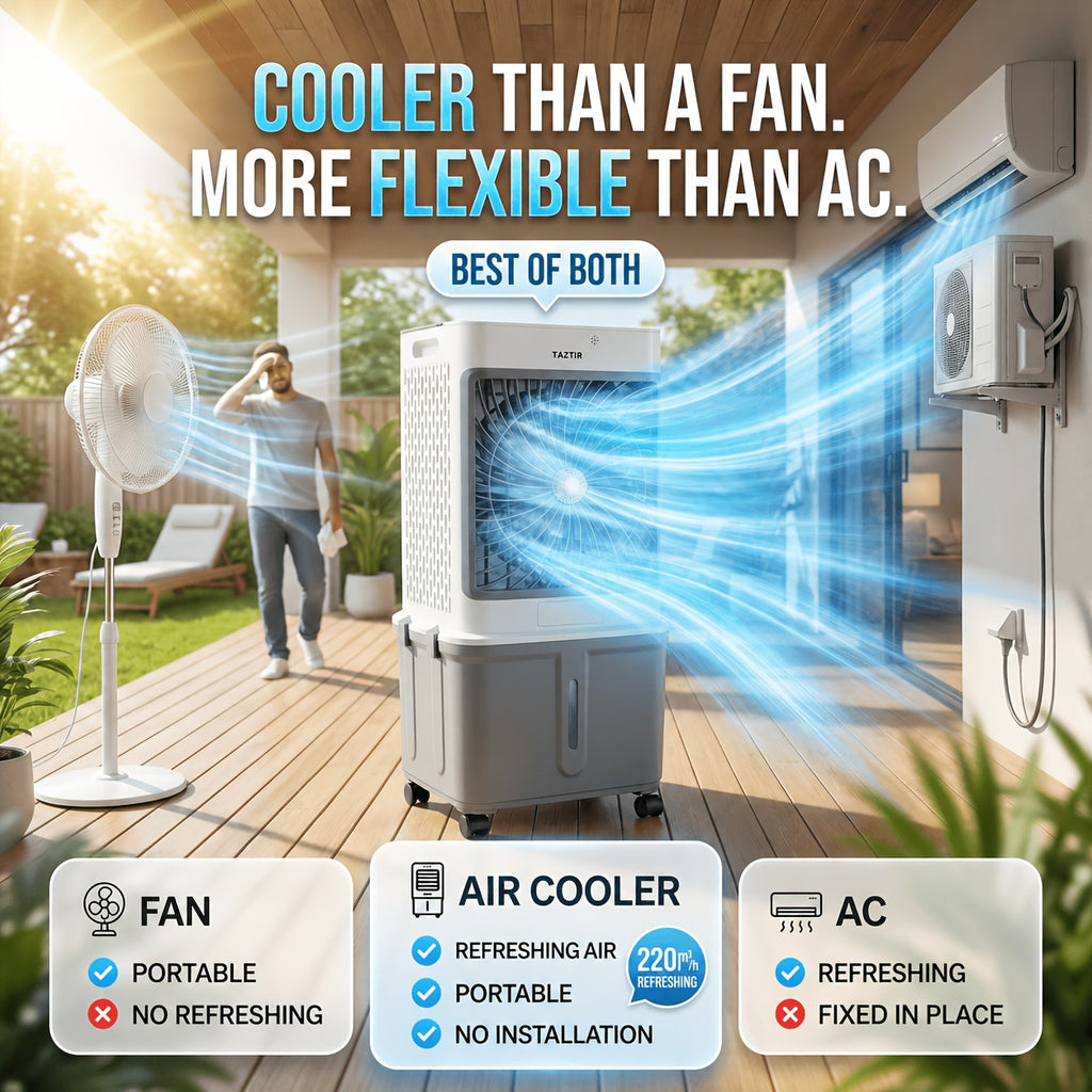 2200 CFM Portable Evaporative Air Cooler – Top-Fill Swamp Cooler with 8.7 Gal Tank, 120° Swing, 3 Speeds, 1/2/4H Timer, 35dB Quiet & 4 Ice Packs | Bedroom, Office, Patio, Kitchen