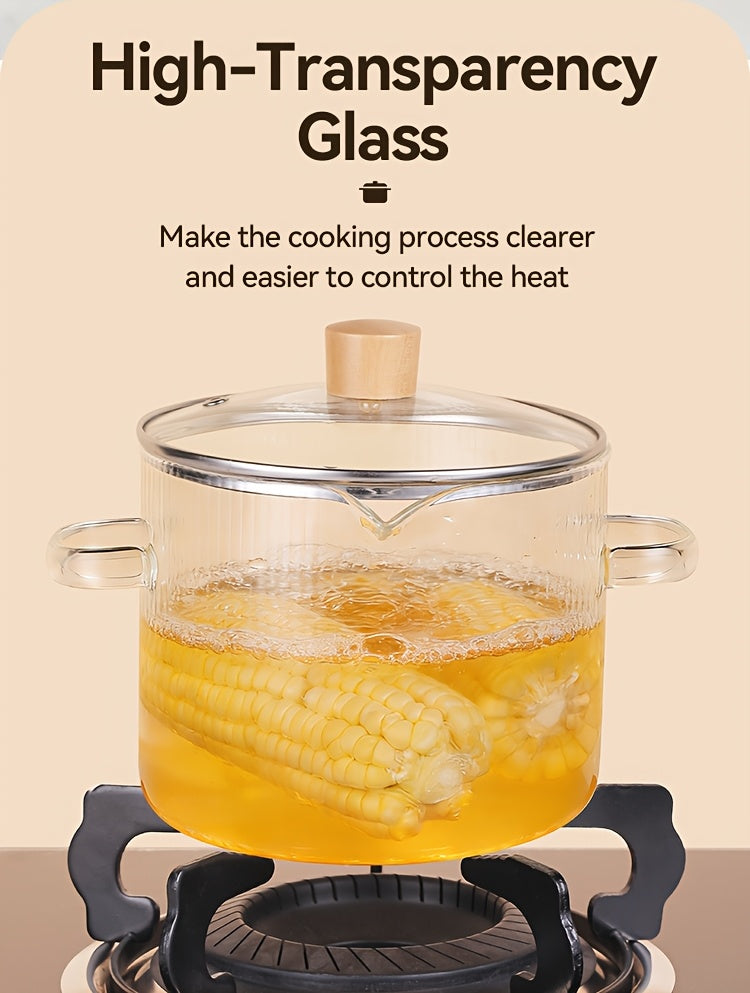 Borosilicate Glass Pots with Lids Set of 2 Stovetop Safe 78Oz & 54Oz Saucepan for Soup Ramen Milk Heat Resistant