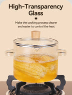 Borosilicate Glass Pots with Lids Set of 2 Stovetop Safe 78Oz & 54Oz Saucepan for Soup Ramen Milk Heat Resistant