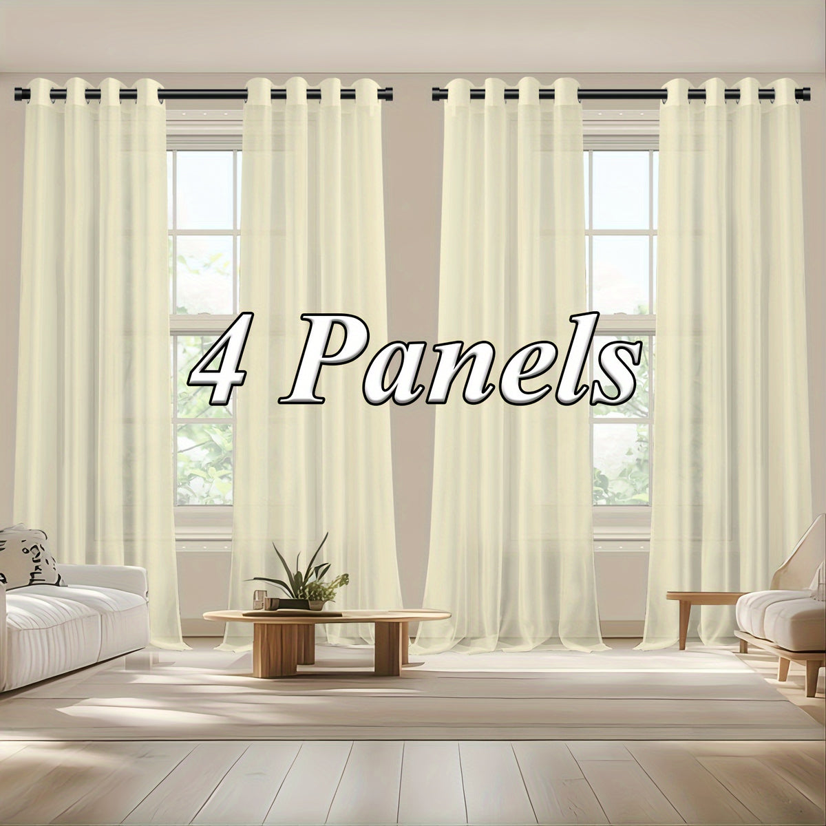 Sheer Curtains Semi Transparent Panels with Top Loop Pleated Header for Bedroom Living Room – Set of 2 or 4, 70-80G Lightweight Fabric, Multiple Sizes & Colors