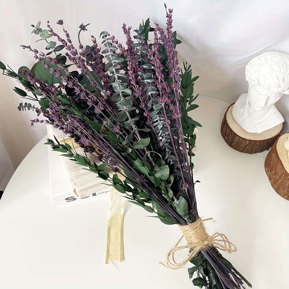 Dried Eucalyptus & Lavender Stems 60+ Pcs – 17" Silver Dollar Eucalyptus Shower Hanging Bundle, Fragrant Preserved Florals for Bathroom, Home & Bedroom Decor, Boho Vase Filler & Aromatherapy Gift