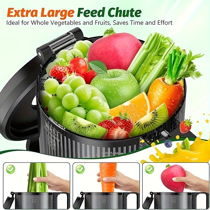 Cold Press Juicer 2-in-1 Masticating Slow Juicer 45oz Large Capacity, 350W with Extra-Large Feed Chute, 50 RPM Nutrient-Preserving Technology – Easy Clean Juicer for Vegetables & Fruits, Black & Pink