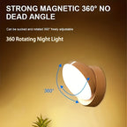 360° Motion Sensor Night Light with Magnetic Base – Rotatable, Rechargeable USB LED Wall Light for Bedroom, Stairs, Wardrobe & Hallway