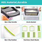 22-in-1 Vegetable Chopper & Mandoline Slicer with Container – 8 Interchangeable Blades, Onion Chopper, Food Dicer, Egg Separator & Finger Guard – All-in-One Kitchen Gadget for Veggie & Fruit Prep