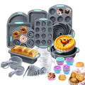 Silicone Bakeware Set – 45, 53 or 83-Piece with Cake Molds, Baking Sheet, Donut Pan, Muffin Pan, Baking Cups & Measuring Cups and Spoons