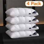 Hotel Quality Bed Pillows - Luxury Soft Polyester Fiber Satin Cover, Deep Sleep Neck Support No-Collapse, Zipper Closure Machine Washable, All-Season, 1/2/3/4-Pack White & Gray