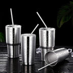 Reusable Stainless Steel Straws Set of 12 Extra Long 10.5 Inch with Cleaning Brushes - Metal Straws for Cold Drinks, Cocktails, Smoothies & Iced Coffee, Eco Friendly Drinking Straws