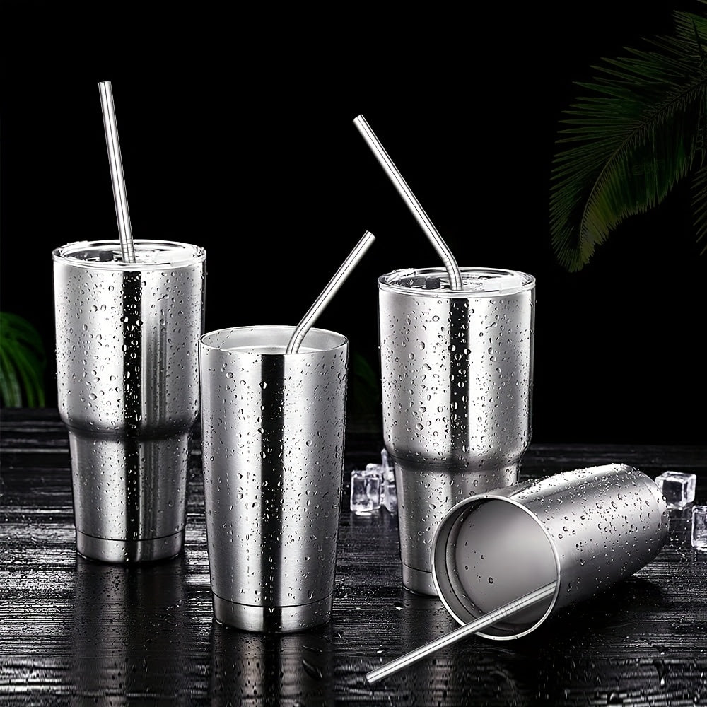 Reusable Stainless Steel Straws Set of 12 Extra Long 10.5 Inch with Cleaning Brushes - Metal Straws for Cold Drinks, Cocktails, Smoothies & Iced Coffee, Eco Friendly Drinking Straws
