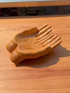 Carved Wooden Bowl Jewelry Organizer – Decorative Desktop Dish for Keys, Crystals & Trinkets, Boho Wood Display Stand