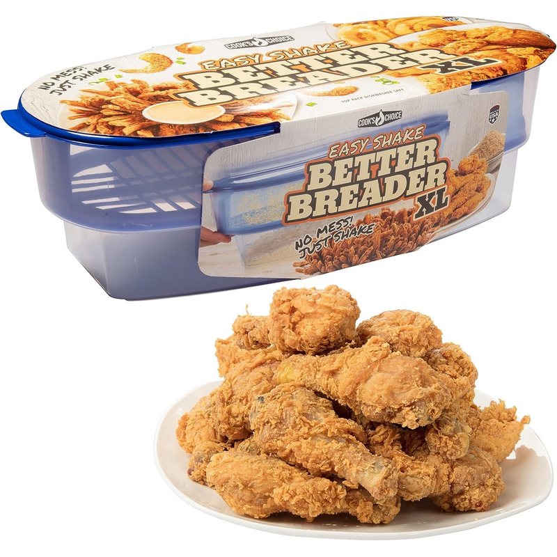 XL Mess-Free Breading Station Batter Bowl – All-in-One Breading Tool with Airtight Lid, Pour In Seasoning & Shake, Dishwasher Safe for Frying Fish, Chicken, Meat & Vegetables at Home or BBQ