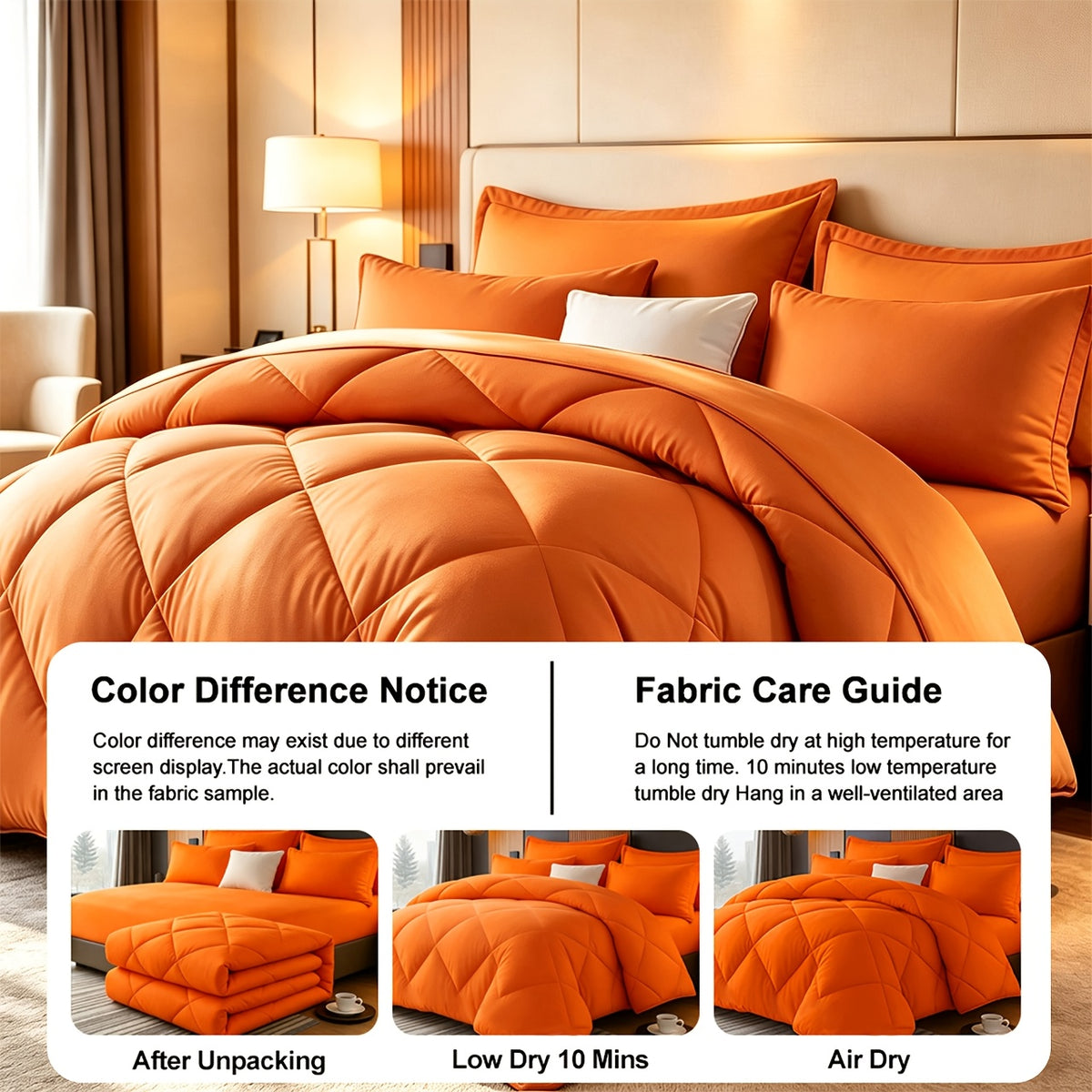 Quilt Set 3 Piece Lightweight Breathable Comforter with Pillowcases - Diamond Pattern Ultra-Fine Fiber Soft Bedding Set 42 Colors Twin Queen King Pinch Pleat