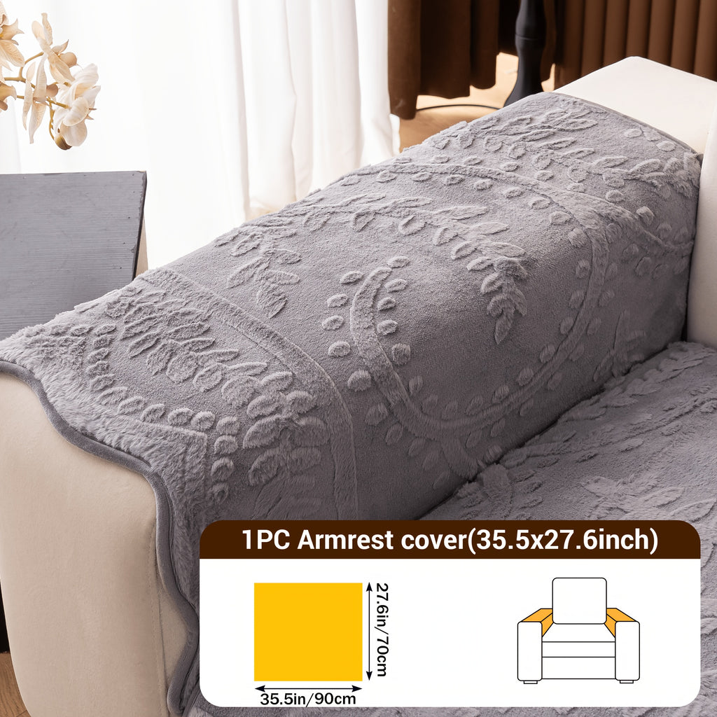 Thick Faux Rabbit Plush Sofa Cover – Soft Non-Slip Washable Pet-Friendly Furniture Protector for Living Room, Bedroom & Office – 4 Colors, Armrest to 4-Seat