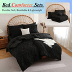 5/7pcs Pintuck Bed In A Bag Comforter Sets, Pinch Pleat Complete Bedding Sets with Comforter, Sheets & Pillowcases, Queen/King Size, All Season
