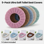 Super Soft Washable Toilet Seat Covers – Universal Reusable Pads for Home, Travel & Commercial Use | All Seasons | 5-Pack or 10-Pack