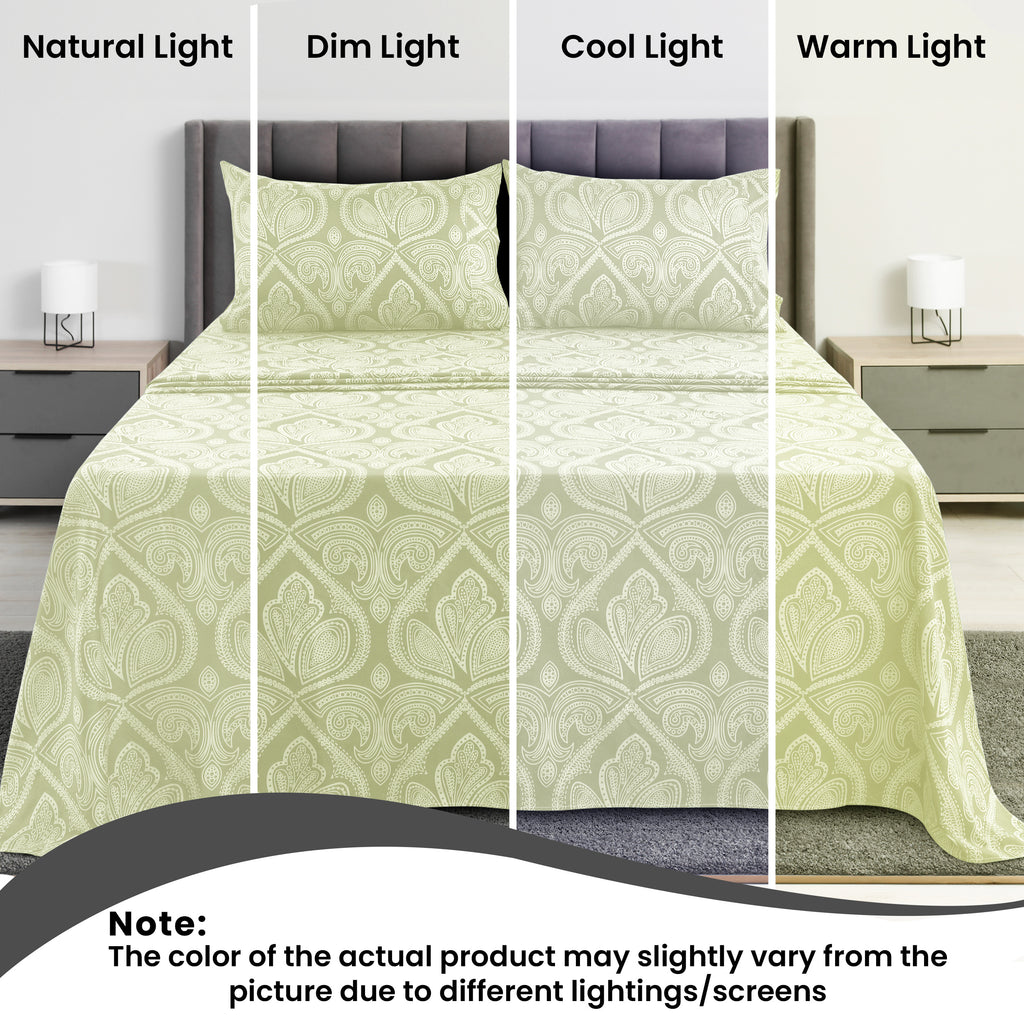 Paisley Bed Sheet Sets Queen King Twin Full Cal King – Soft Brushed Microfiber Deep Pocket Fitted Sheet & Pillowcases, Wrinkle Free