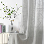 Linen Textured Semi-Sheer Grommet Curtains – Light Filtering Farmhouse Panels | Set of 2