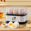 Electric Egg Steamer & Custard Maker 6-Cup Stainless Steel Hard Soft Semi-Boiled Auto Shut-Off Alarm Egg Cooker Black