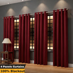 4-Panel Blackout Curtains Set Heat Insulating Noise Reducing Privacy Drapes for Bedroom Living Room Balcony – 6 Sizes 4 Colors