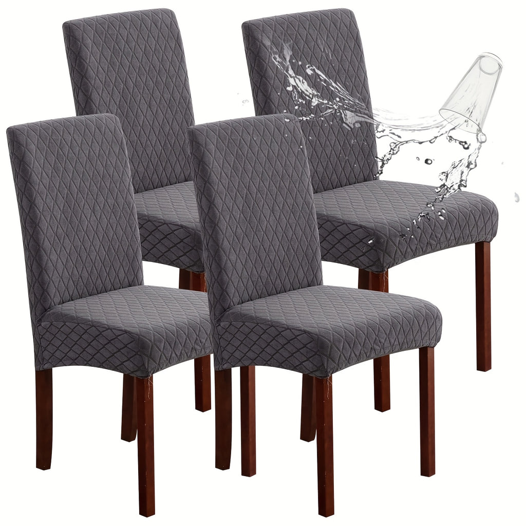 Dining Chair Covers Set of 4 6 Stretch Jacquard Slipcovers - Removable Washable Chair Protectors for Kitchen Parsons Dining Room Chairs