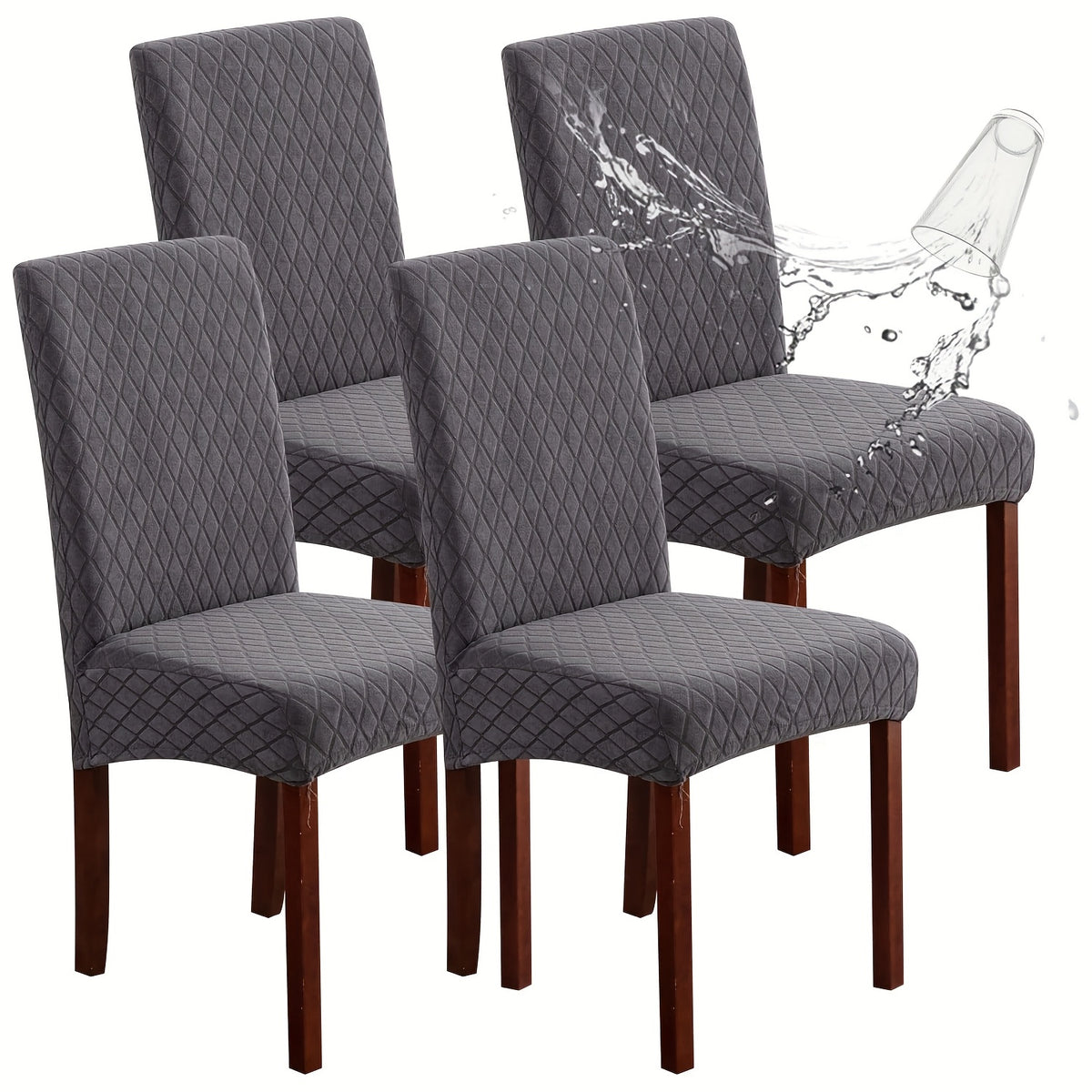 Dining Chair Covers Set of 4 6 Stretch Jacquard Slipcovers - Removable Washable Chair Protectors for Kitchen Parsons Dining Room Chairs