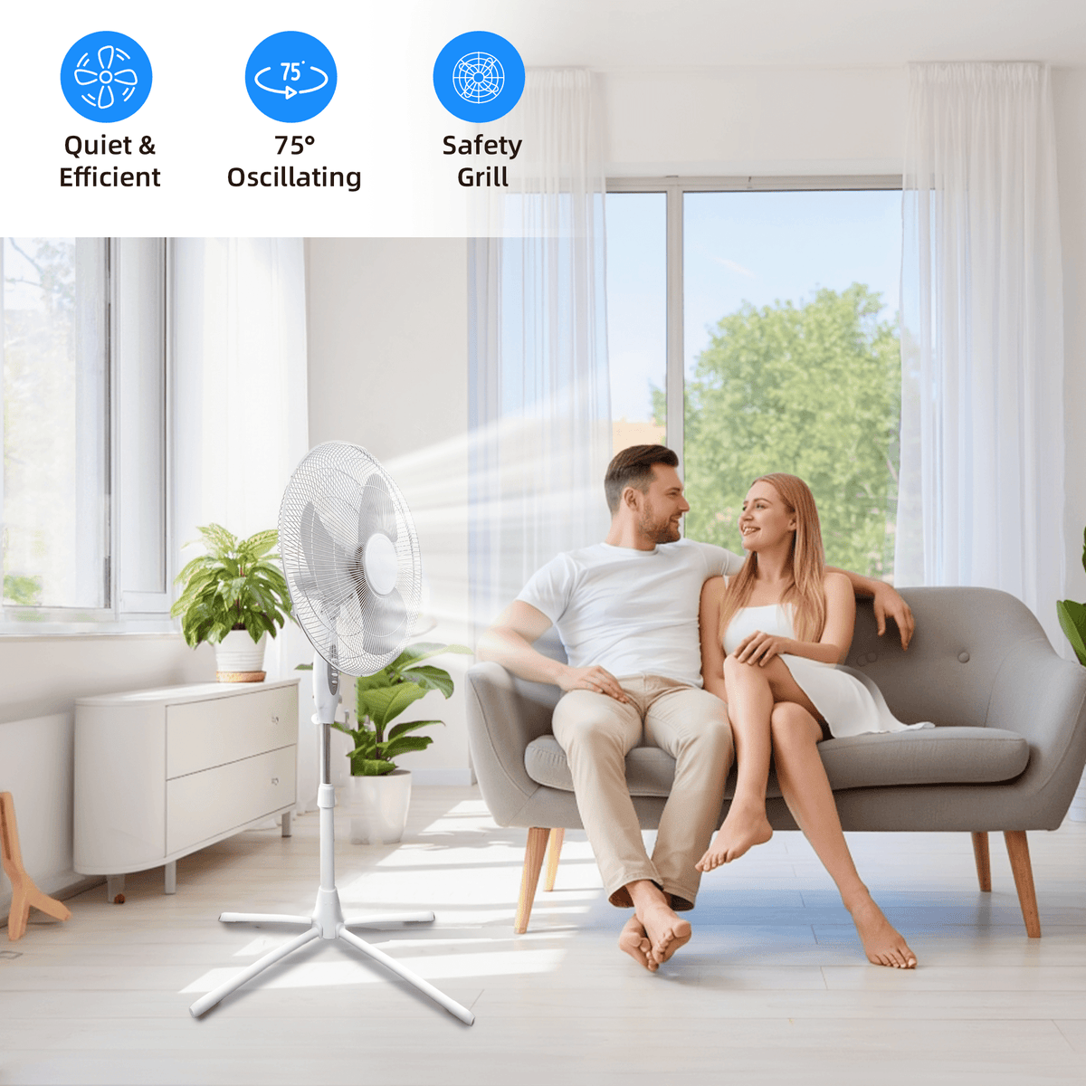 18-Inch Oscillating Pedestal Stand Fan with Remote Control Option – 3-Speed Floor Fan for Home Bedroom Living Room Office