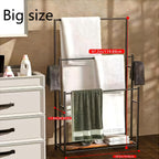 47-Inch Free Standing Towel Rack 3-Tier – Oversized Floor Bath Towel Drying Valet Holder | Blanket & Quilt Rack Stand for Bathroom, Bedroom, Pool, Beach, Hot Tub & Gym | Small & Floor Models