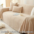 Plush Thickened Non-Slip Sofa Cover & Throw Blanket, Pet-Friendly Sofa Cushion Protector for Living Room, Bedroom & Office, 4 Sizes from 71x71 to 71x134 Inch, White Khaki Grey
