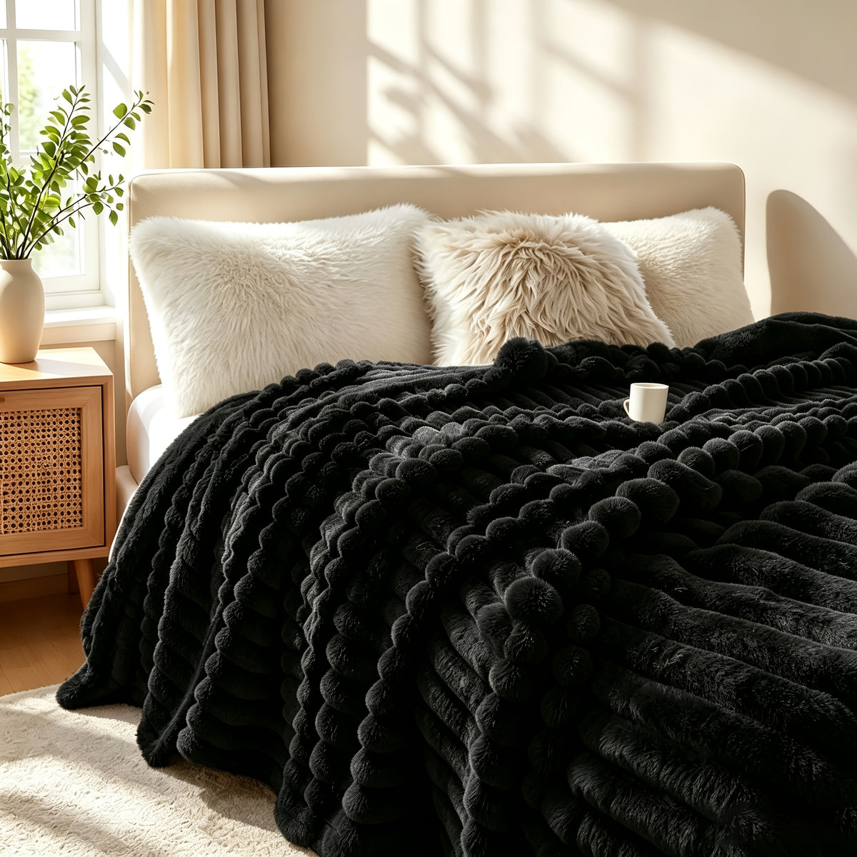 Soft Plush Throw Blanket – Thick Warm Fuzzy Cozy Blanket for Couch, Bed, Office & Travel | 4 Sizes, 4 Colors | Great for Gifts & Room Decor