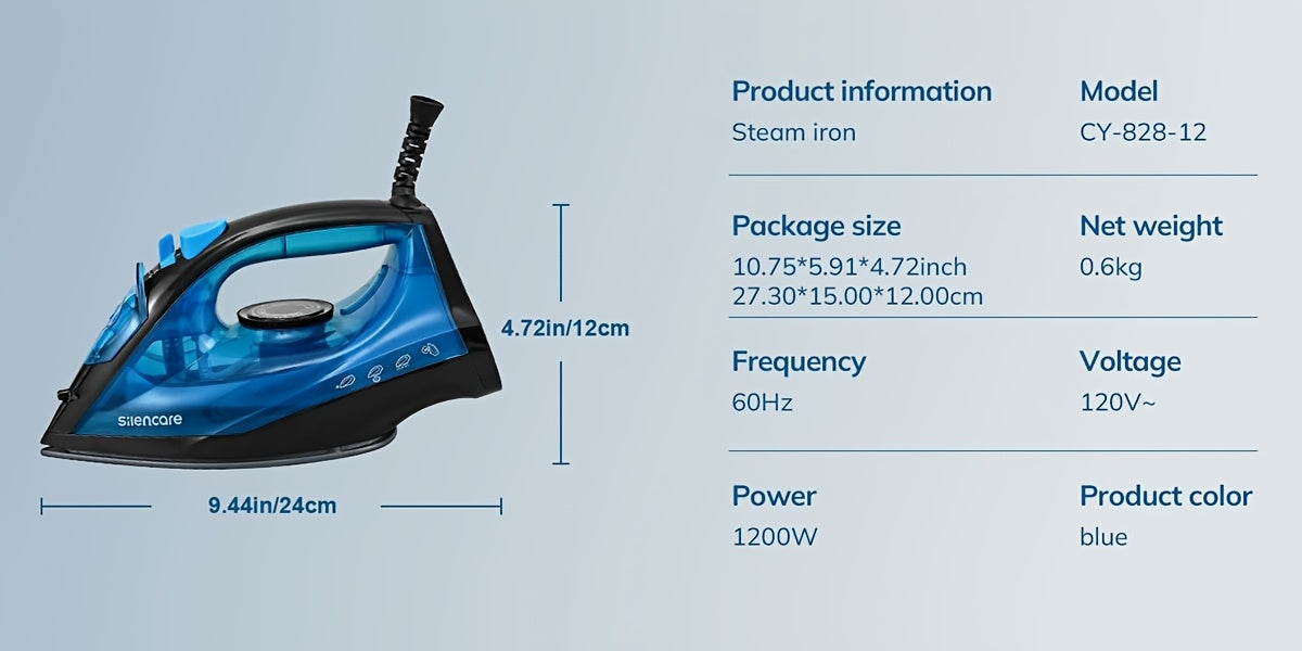 Clothes Steamer Handheld Garment Steamer Non-Stick Plate High Pressure Anti-Calc Fast Heating Adjustable Temperature Dry Wet Travel Essential Blue