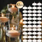 42-Pack Floating Small Candles - Natural Plant Wax Smoke-Free Tea Light Candles for Wedding, Meditation, Holiday, Pool & Spa, Stable Burning Low Melting Point