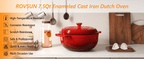Dutch Oven 5QT 6QT 7.5QT Enameled Cast Iron Cookware with Lid Silicone Handles Oven Safe 500°F Bread Baking Stews Roasts Multiple Colors