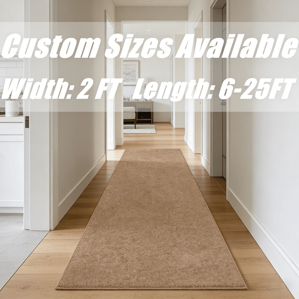 Runner Rug for Hallway Entryway Kitchen – Indoor Outdoor Non-Slip Rubber Backing, 200+ Custom Sizes, 8 Colors, Stain Resistant Low Pile Carpet Runner