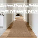 Runner Rug for Hallway Entryway Kitchen – Indoor Outdoor Non-Slip Rubber Backing, 200+ Custom Sizes, 8 Colors, Stain Resistant Low Pile Carpet Runner