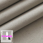 Linen Textured Blackout Curtains 4 Panels – 100% Room Darkening Thermal Insulated Grommet Drapes, Noise Reducing Window Curtains for Bedroom Living Room, 52W x 63/84/95 Inch