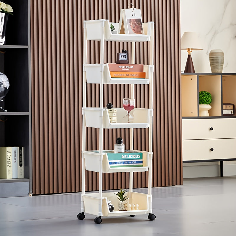 Shoe Rack with Wheels 3/4/5 Tier White Metal Shoe Storage Rack with Hooks Rolling Shelving Unit for Entryway Bedroom Closet Kitchen Office