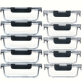 Glass Food Storage Containers with Lids 10-Piece Set – Airtight Leak-Proof Meal Prep Bento Boxes, Microwave Oven Freezer & Dishwasher Safe