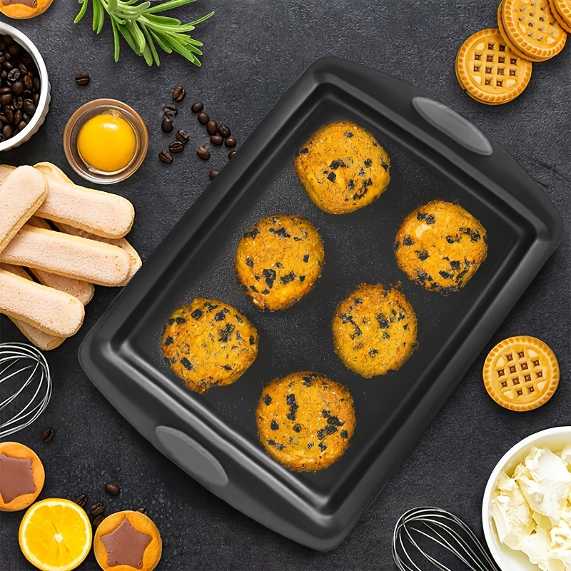 Non-Stick Baking Sheet Set with Silicone Handles – Heavy Carbon Steel Cookie Trays, Stackable, Assorted Sizes, 2/3/6/12/24 Pack for Baking & Roasting