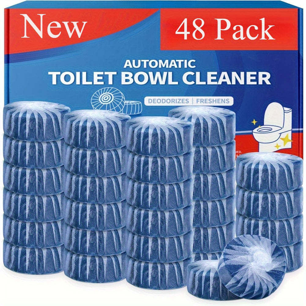 Automatic Toilet Bowl Cleaner Tablets 48 Count, Blue Tank Tablets with Jasmine Fresh Scent Powerful Stain Remover & Long-Lasting Deodorizer for Home & RV Toilets, Easy Drop-In Use