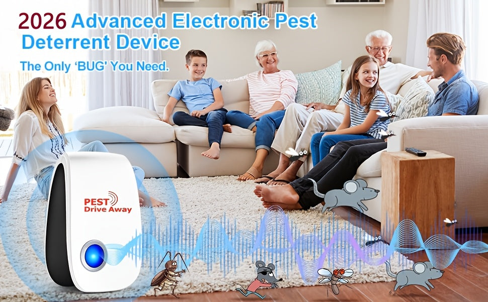 Ultrasonic Pest Control Device 2026 Upgraded Plug-In Repeller for Mosquitoes Mice Cockroaches Ants Spiders Fleas Chemical-Free Indoor Pest Repellent for Home Kitchen Office 4 6 8 Pack